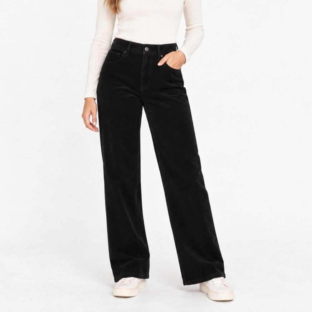 J.Crew Slim Wide Pant Corduroy Black Size 28 Tall NWT